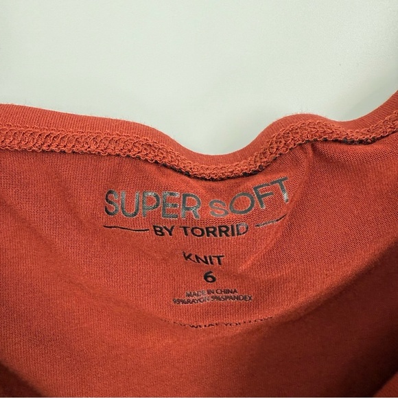 Torrid Jumpsuit Size 6X Super Soft Knits Stretch Culotte Off Shoulder Brick Red - Picture 9 of 9